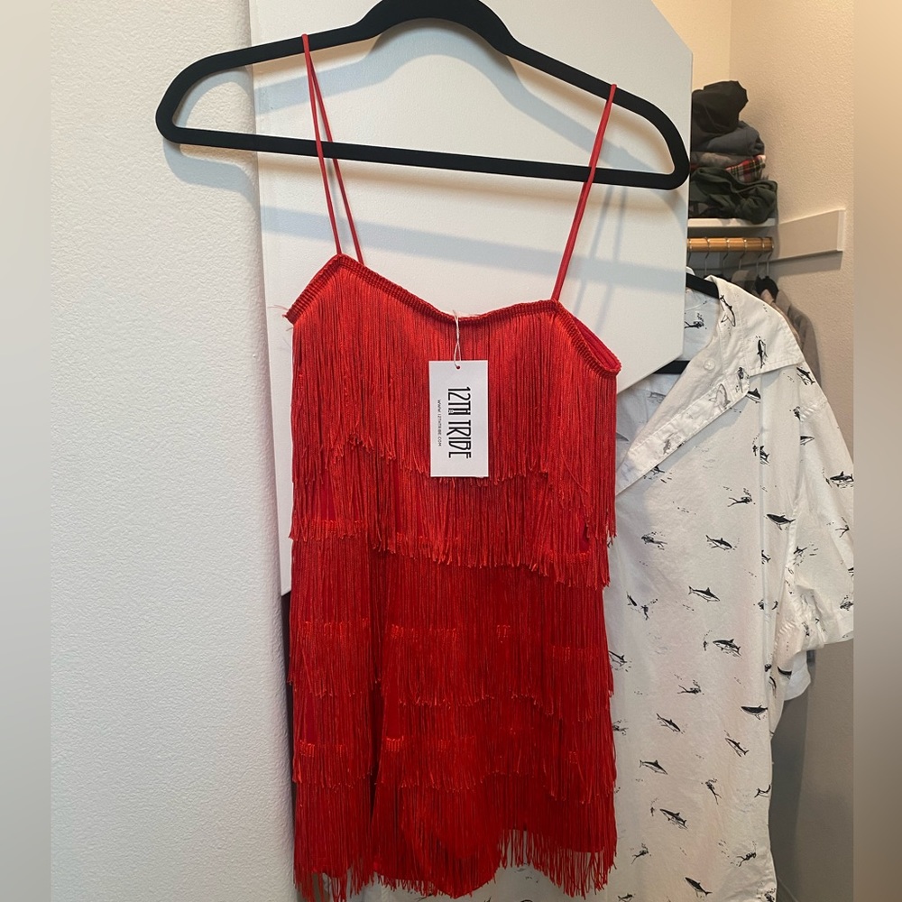 Brand new w tag red fringe romper